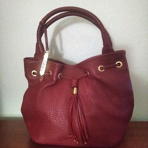 Cole Haan Red Pebbled Leather Shoulder Bag Purse